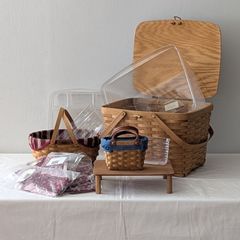 【送料無料】　レア　未使用　9点セット　Longaberger Basket　ロンガバーガー　ロンガーバーガー　ディスプレイ　撮影小物　小道具　時代物　年代物　アンティーク　古道具