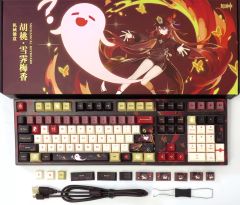 [Used] Keyboard Keycaps Walnut (Yukiharu Meika) (108 keys/Red switch) Mechanical Keyboard "Genshin Impact"