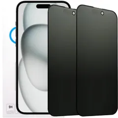 【アンチグレア・覗き見防止】iPhone 15 Plus 用ガラスフィルム【2枚】 硬度9H 日本製強化ガラス 覗き見防止 液晶保護フィルム サラサラ感 全面保護 反射防止 飛散防止 キズ防止 衝撃吸収 撥油性 疎水性 アイフォン15Plus ゲー