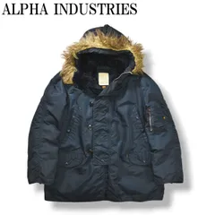 90sヴィンテージ USA製 アルファ インダストリーズ ALPHA INDUSTRIES N-3B フライトジャケット アウター 防寒 フードファー ミリタリー アメカジ L ネイビー メンズ