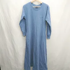 ◇ ⊆ Champion チャンピオン コットン系　ダボっと感　厚手 長袖 マキシ ワンピース サイズM サックス レディース E  【1411280003367】