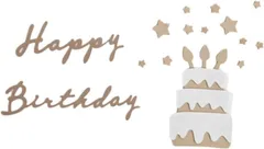 Lumierechat 誕生日 バースデー Birthday バナー 装飾 飾り シンプル ナチュラル フェルト ケーキ a-b624 フェルト／マロン Happy Birhtday + Cake( ブラウン,  フェルトバナー)