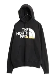 【お得なクーポン配布中!】 ノースフェイス プリント スウェット フード パーカー メンズ S 古着 The North Face 裏起毛 トレーナー プルオーバー アウトドア ブラック