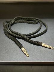 【正規品・RINKAN鑑定済】Chrome Hearts クロムハーツ LEATHER BRAID／スクロールレザーブレード ネックレス（ブラック×シルバー／14.416g）