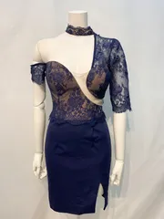 1644 an アン Andy アンディ キャバクラ ドレス レース ワンショルダー タイト ミニ スリット キャバドレス S