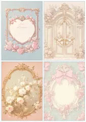 B-30 ガーリー系 背景紙 コラージュ collage シート sheet achashop