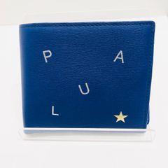 ★ポールスミス Paul Smith 二つ折り財布 レザー ブルー スター 金具ゴールド色 メンズ 中古 005675