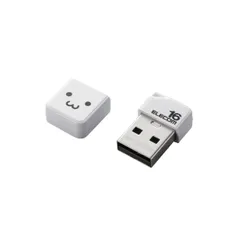 エレコム USBメモリ 16GB USB2.0 小型 ストラップホール キャップ付き ホワイト MF-SU2B16GWHF