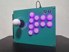 DP-3SE/ボタンも光る！LED搭載/レバーモデル　グリーン×ピンク(LED) DP-3SE/ボタンも光る！LED搭載レバーアケコンモデル グリーン