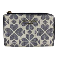 新品同様 Kate Spade ケイトスペード スペード フラワー コーテッド キャンバス キー ポーチ ケース 小物入れ PWR00331 ネイビー レディース 古着 中古 USED