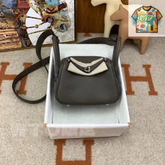 エルメス mini lindy clemence レディース ピューター グレー シルバー バックル クロスボディ バッグ｜本日限定特価｜新品未使用-WTO店名をご確認ください