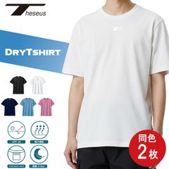 THESEUS 半袖シャツ 同色２枚セット ホワイト ロゴ ホワイト ドライＴシャツ メッシュ 吸汗速乾  DryTshirt WHITE Logo WHITE TB72