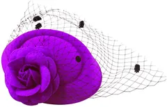 ティアニーズ Tierneys ヘッドドレス レディース ウェディングハット チュール付き 結婚式 パーティー 紫(パープル,  52.0 cm)