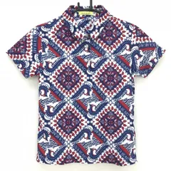 ★値下げ★【超美品】ビバハート 半袖ポロシャツ ネイビー×ボルドー 総柄 サイドロゴ レディース 40(M) ゴルフウェア VIVA HEART