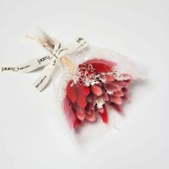 ドライフラワーブーケ ブーケ 花束 ラグラス バニーテール  ドライフラワー 花材 ハンドメイド インテリア ミニブーケ スワッグ ラッピング付き レッド系 B