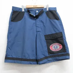 W40古着 トミーヒルフィガー トミージーンズ ブランド ショート ナイロン パンツ ショーツ メンズ ワンポイントロゴ 大きいサイズ 薄紺 ネ