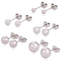 【幅3／4／5／6／8mm 色：シルバー 5サイズセット】[Adelina Style] ボールピアス サージカルステンレス ピアス レディース メンズ 丸玉ピアス 金属アレルギー対応 男女 両耳 プレゼント