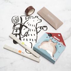 かもめ文具店 ありがとうセット 002 _ 躍る _ ぷにけつふせん / 高旗将雄さんポストカード etc.（新品 アウトレット詰め合わせ）
