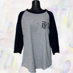 TRINATION　Tシャツ　グレー×ネイビー　メンズ　ロンT　七分丈　ラグラン　ロゴ　ロサンゼルス　USA　運動　スポーツ　楽ちん