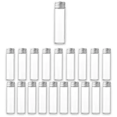 Alpha Depot ガラス小瓶 透明 ミニボトル 蓋付き 密閉 小物収納 液体保存 おしゃれ容器 (シルバー, 20ml x 20個) [シルバー] [20ml x 20個]
