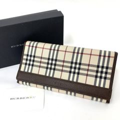 【美品】バーバリー BURBERRY 長財布 ノバチェック ホースロゴ レザー バーバリー ロゴ ホースマーク ノバチェック 2つ折り 長財布 箱 保存