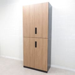 KOKUYO コクヨ 上下書庫　BWUH-SU59E6CDP2 MK ナチュラル/ ブラック 書庫セット キャビネット 両開き 木目調 EG17871 中古オフィス家具