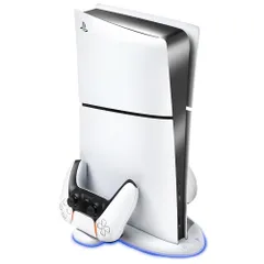 【PS5 Slim対応】 EGGSLINER GAMES プレステ5 縦置きスタンド 冷却ファン搭載 PS5スリム用 コントローラー充電器 (2台同時充電) DualSense対応 PS5 アクセサリー ゲーム機収納ラック 省スペース