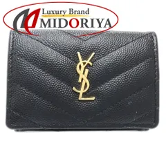 SAINT LAURENT PARIS サンローランパリ 三つ折り財布 オリガミタイニーウォレット レザー ブラック/181357【中古】