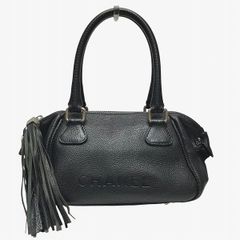 シャネル　CHANEL　ロゴ　フリンジ　ミニボストン　バッグ　ショルダーバッグ　レディース