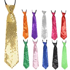 ネクタイ スパンコール コスプレ おしゃれ カラー 幅8cm ダンス 衣装 ヒップホップ 舞台 ステージ 演出 カラフル 赤 ゴールド パープル グリーン オレンジ シルバー 青ピンク ブラック黒 お遊戯会音楽会発表会クリスマス ハロウィン★2
