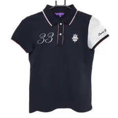 ★特価★ビームスゴルフ 半袖ポロシャツ ネイビー×白 ロゴ刺しゅう レディース M ゴルフウェア BEAMS GOLF