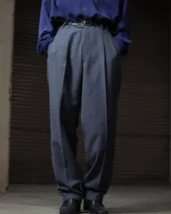 EURO VINTAGE art pique wool blend 2tuck slacks made in Italy イタリア製 ユーロビンテージ アートピケ 2タック ワイド ストレート スラックス ウール混 多色織 ダブル Ｗ34 グレー系