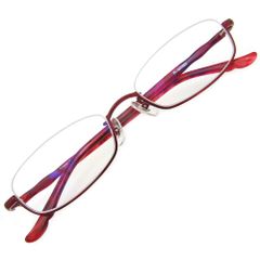 [K-eines] 軽い 掛けやすい 老眼鏡 アンダーリム ユニセックス タイプ シニア リーディング グラス 軽量 非球面 ブルーライトカット レンズ (レッド 度数+3.50)