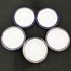 希少【美品】 大倉陶園　ケーキ皿　20センチ　ネイビー　金プラチナ　5枚セット 希少【美品】 大倉陶園 ケーキ皿 20センチ ネイビー 金プラチナ 5枚