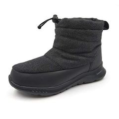 Size:25.0 cm_Color:ブラック/ブラック [アモジ] スノーブーツ ブーツ メンズ スノーシューズ レディース ショートブーツ 冬用 撥水 防水 防滑 防寒 冬 あったか ボア モコモコ ファー 北海道 暖かい めんず 防寒靴 防寒ブーツ 冬靴