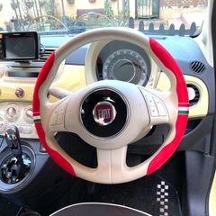 No.519 FIAT500 ステアリングカバー　レッド