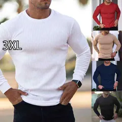 [3XL]秋冬 コーデ メンズ  服 シンプル ファッション オシャレ 大人 かっこいい 大きいサイズ ストリート 紳士服  スポーツ フィットネス カジュアル スタンドカラーストレッチ ラウンドネック 長袖 T シャツ