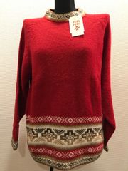 残りわずかペルペル 花柄 プルオーバー ジャガードトリミング アルパカ混 ペルー製