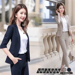 パンツスーツレディースビジネススーツ 夏オフィススーツ ジャケット パンツ 制服 スーツセット パンツセット セレモニースーツ 2点セット 通勤 上品 春夏秋#cupload85