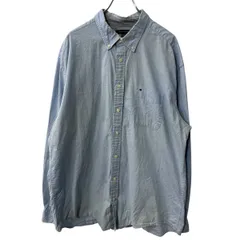 TOMMY HILFIGER 長袖 無地シャツ 2XL ライトブルー トミーヒルフィガー ボタンダウン ビッグサイズ 古着卸 アメリカ仕入 a709-6283