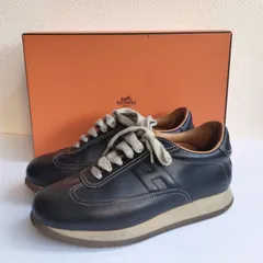 極美品★HERMES・クイック レディース レザー Hロゴ スニーカー(36)