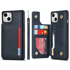 【新着商品】13 13 iPhone スマホケース iPhone 多機能 ボタン磁気 耐衝撃 スタンド機能 軽量 滑り防止 カード収納 IC PUレザー 全面保護 手帳型 背面 ストラップ 6.1インチ ケース縄掛け アイフォン13 携帯カバー ケース ケース