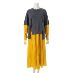 エンフォルド 22SS コットン クラシック天竺 T-SHIRTレイヤード ワンピース ドレス 300FS983-0820 イエロー ネイビー 36【中古】