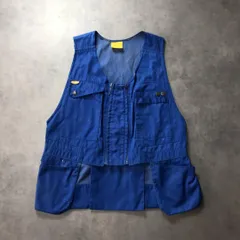 GQ2169◇Matti Viio : 70's~80's スウェーデン製 ワークベスト◇L◇青系 ヴィンテージ