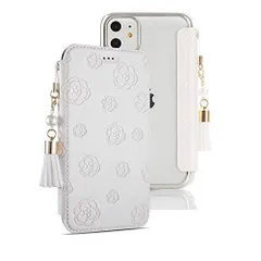 iPhone14 手帳型ケース おしゃれ マグネット無し 花柄 和柄 6.1インチ対応 エンボス工芸 iPhone14 カバーケース シンプル 使いやすい 真珠タッセル付き スマートフォン携帯カバー 化粧鏡付き おしゃれケース アイフォン14 ストラップ付きケ