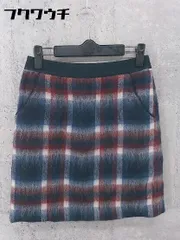 ◇ UNITED ARROWS モヘア混 ニット チェック ミニ スカート サイズ36 ネイビー レッド ホワイト レディース 【中古】 【1002801319830】