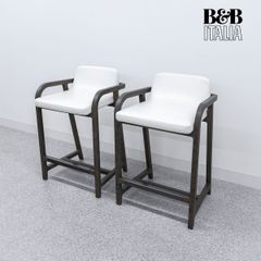 【中古品】B&B ITALIA ビーアンドビーイタリア MAXALTO マクサルト Fulgens フルゲンス カウンター チェア スツール レザー ホワイト アントニオ・チッテリオ 定価126万