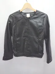 ◇ ⊇ DRESKIP ドレスキップ フェイクレザー 長袖 ノーカラージャケット サイズM ブラック レディース E  【1411070008695】のサムネイル