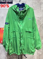 90'S POLO SPORT 薄手 ナイロン マウンテンパーカー M ポロスポーツ ラルフローレン グリーン 緑