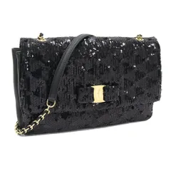  フェラガモ ショルダーバッグ ヴァラ ブラック 中古